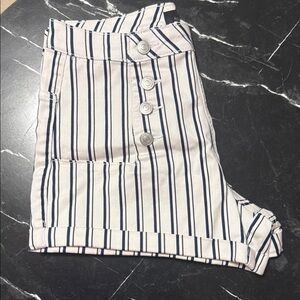 Almost Famous Navy and White Striped Capris